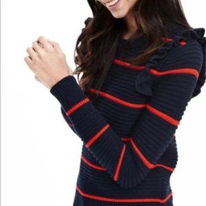 Banana Republic Navy/Red Ruffle 100% cotton Sweater - Size M